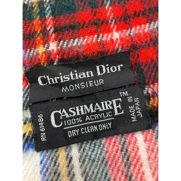 Vintage Christian Dior Monsieur Tartan Plaid Scarf | Cashmaire - Picture 7 of 7